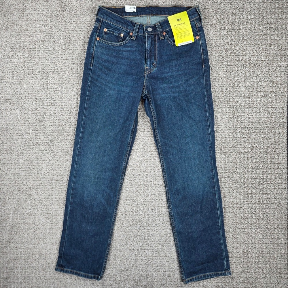 Levis 514 Straight Fit Mens Jeans 28x30 Dark Wash Blue Flex Stretch Denim NWT